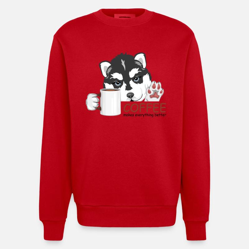 Coffee makes everything better - Heavyweight Oversized Organic Crew Neck Made in EU - red