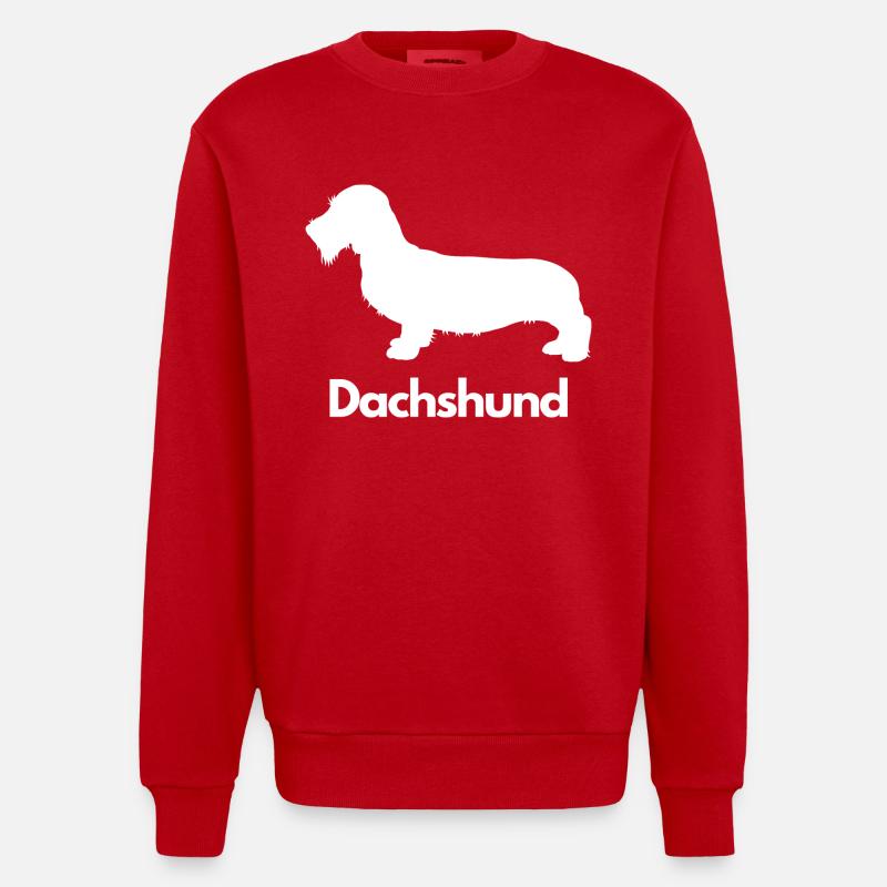 Dachshund, Dackel, Teckel, Rauhaardackel - Heavyweight Oversized Organic Crew Neck Made in EU - Rot