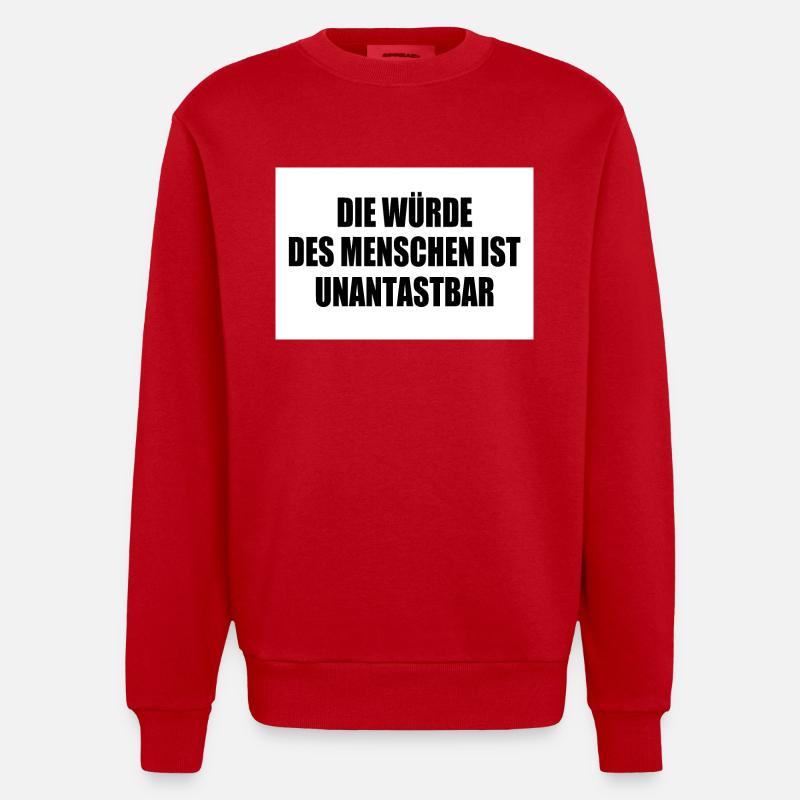 Human dignity is inviolable - Heavyweight Oversized Organic Crew Neck Made in EU - red