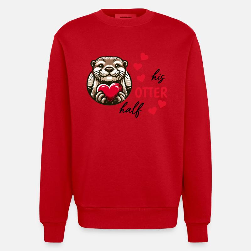 Otter half liebe geschenk - Heavyweight Oversized Organic Crew Neck Made in EU - Rot