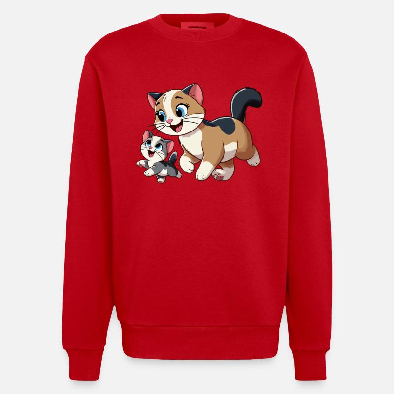Englisch Kurzhaar Mutter und Kind - Heavyweight Oversized Organic Crew Neck Made in EU - Rot