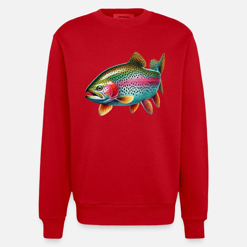 Truite arc-en-ciel - Sweat bio épais oversize fabriqué en UE - rouge