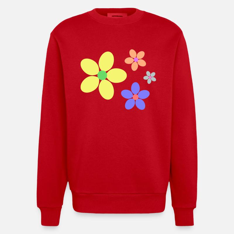 bunte Blumen Hippie retro - Heavyweight Oversized Organic Crew Neck Made in EU - Rot