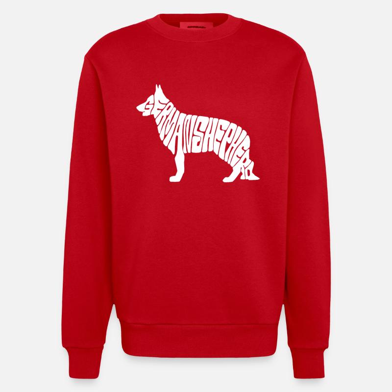 german shepherd - Heavyweight Oversized Organic Crew Neck Made in EU - red