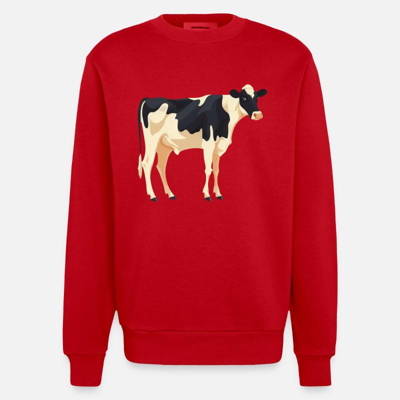 Stehende Kuh - Einfaches Design - Heavyweight Oversized Organic Crew Neck Made in EU - Rot