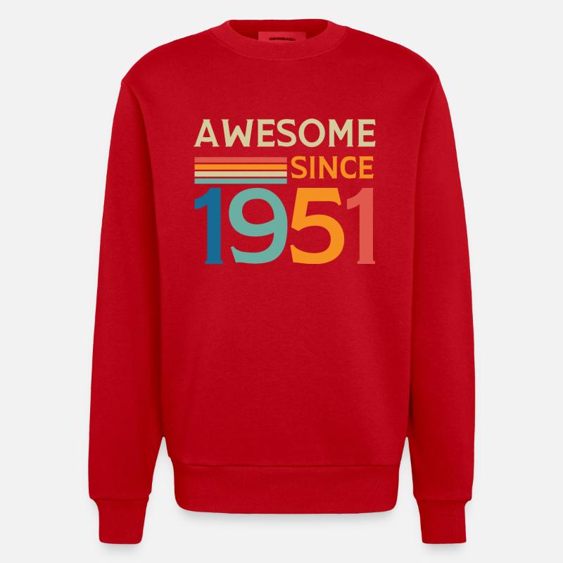 Awesome since 1951 - Heavyweight Oversized Organic Crew Neck Made in EU - red