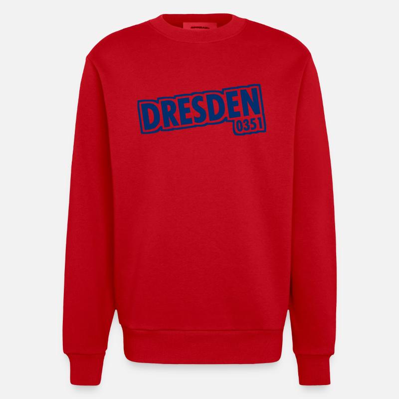 Dresde - 0351 - Indicatif régional - Saxe - Sweat bio épais oversize fabriqué en UE - rouge
