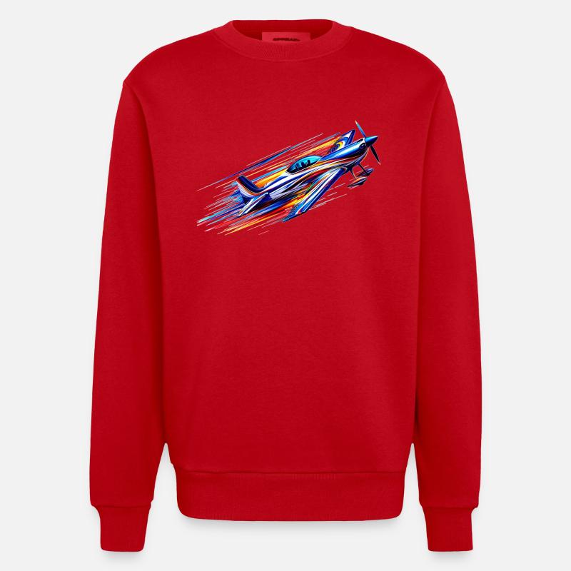 Kunstflugzeug - Heavyweight Oversized Organic Crew Neck Made in EU - Rot