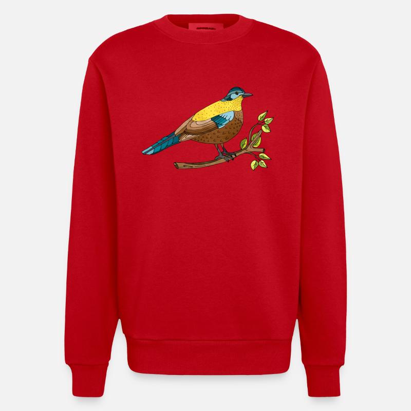 Bunter Vogel - Heavyweight Oversized Organic Crew Neck Made in EU - Rot