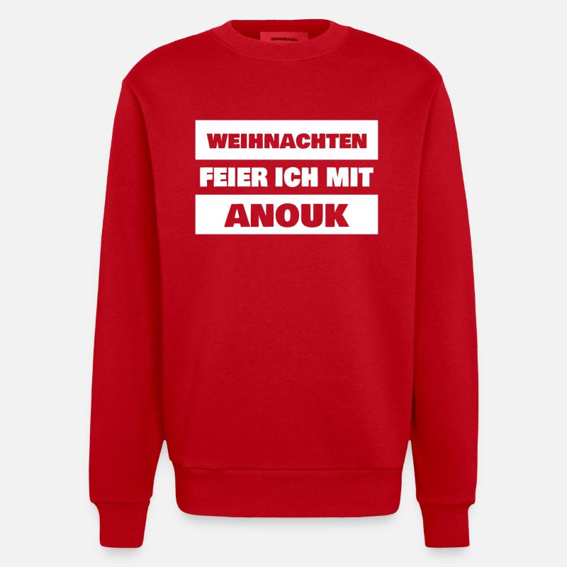 Gift for Anouk - Heavyweight Oversized Organic Crew Neck Made in EU - red