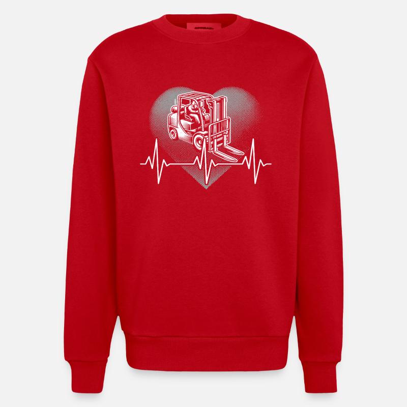 Herzschlag Gabelstapler - Heavyweight Oversized Organic Crew Neck Made in EU - Rot