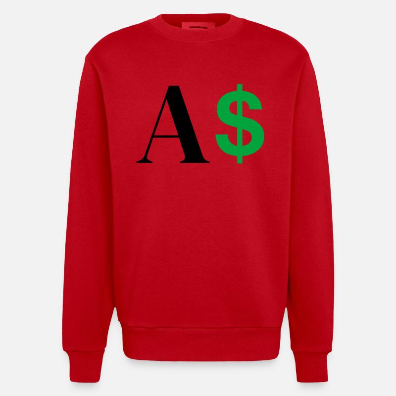 Dollar-Buchstabe - Heavyweight Oversized Organic Crew Neck Made in EU - Rot