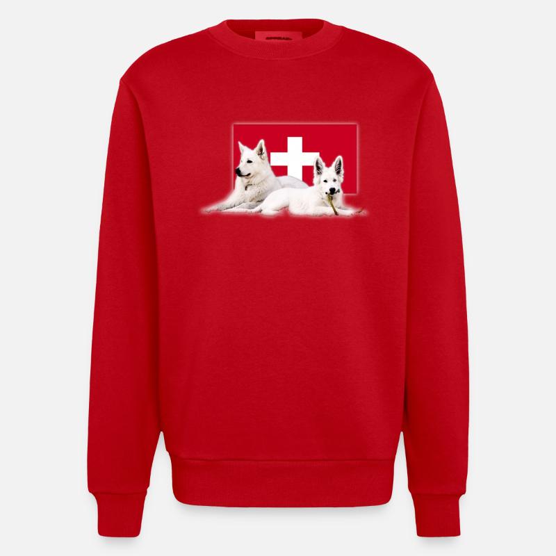Schweizer Schäferhund - Heavyweight Oversized Organic Crew Neck Made in EU - Rot