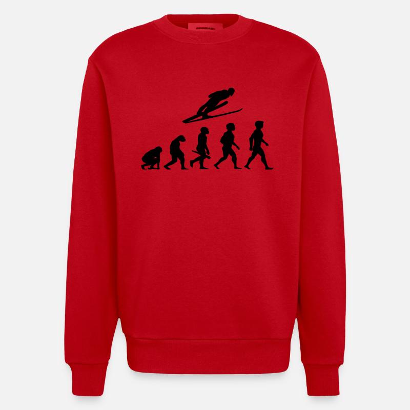 Evolution Ski Weitsprung Skiflug Skispringen - Heavyweight Oversized Organic Crew Neck Made in EU - Rot