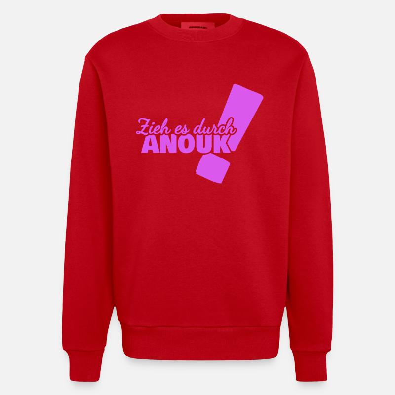 Anouk as a given name - Heavyweight Oversized Organic Crew Neck Made in EU - red