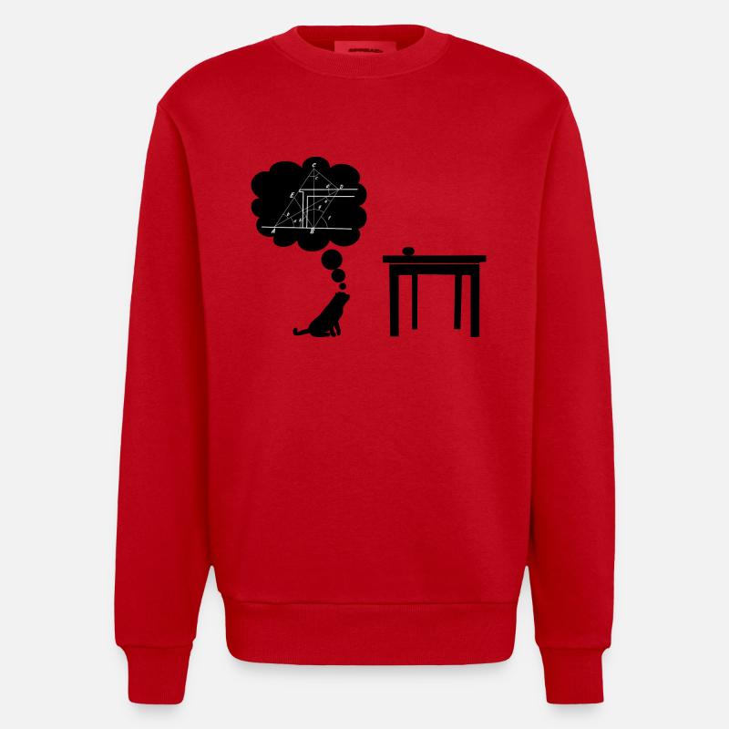 Katze sciencest Springen - Heavyweight Oversized Organic Crew Neck Made in EU - Rot