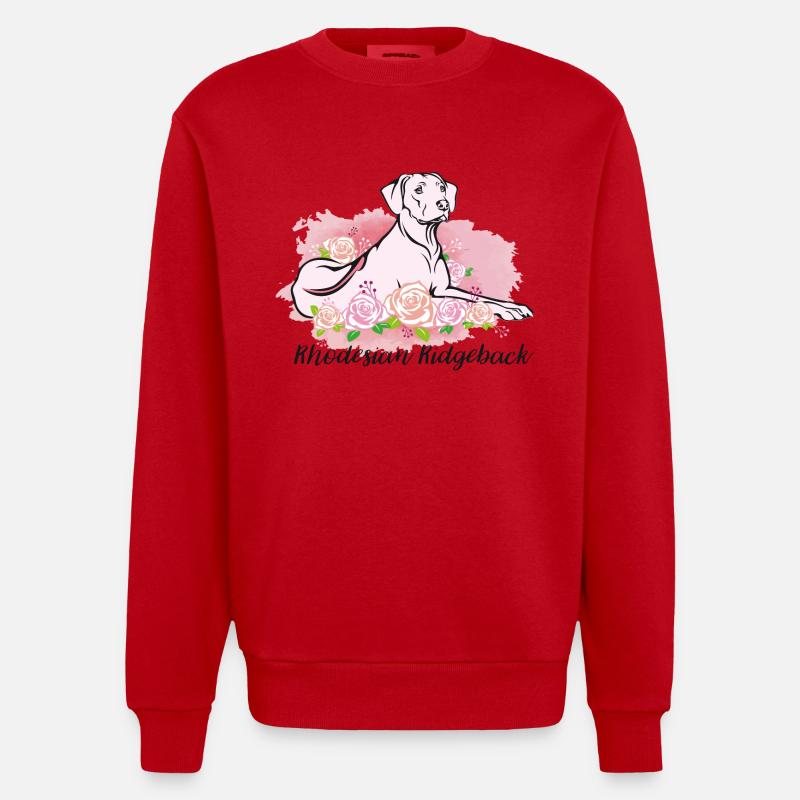 Rhodesian Ridgeback - Heavyweight Oversized Organic Crew Neck Made in EU - Rot