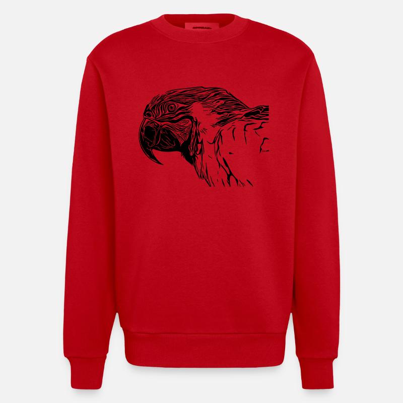 perroquet - Sweat bio épais oversize fabriqué en UE - rouge