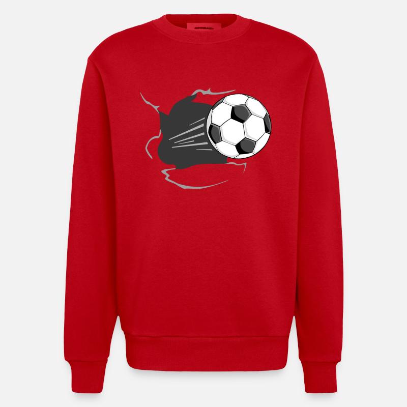 Fußball durchbricht Wand - Heavyweight Oversized Organic Crew Neck Made in EU - Rot