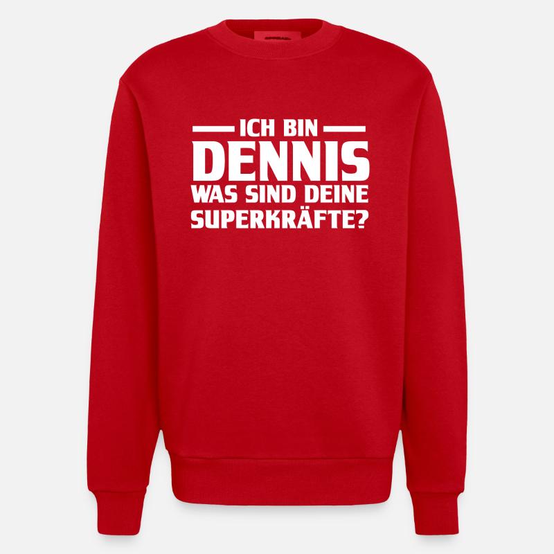 First name Dennis - Heavyweight Oversized Organic Crew Neck Made in EU - red