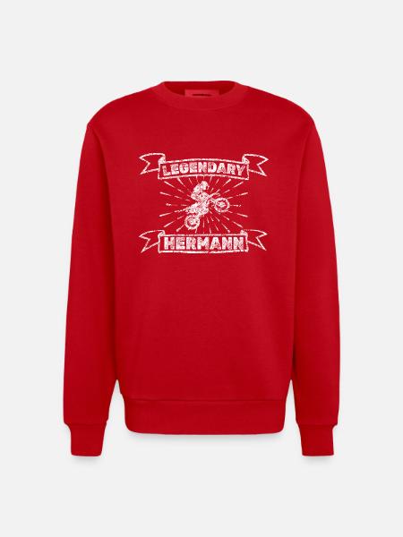 Hermann als Motorrad - Heavyweight Oversized Organic Crew Neck Made in EU - Rot