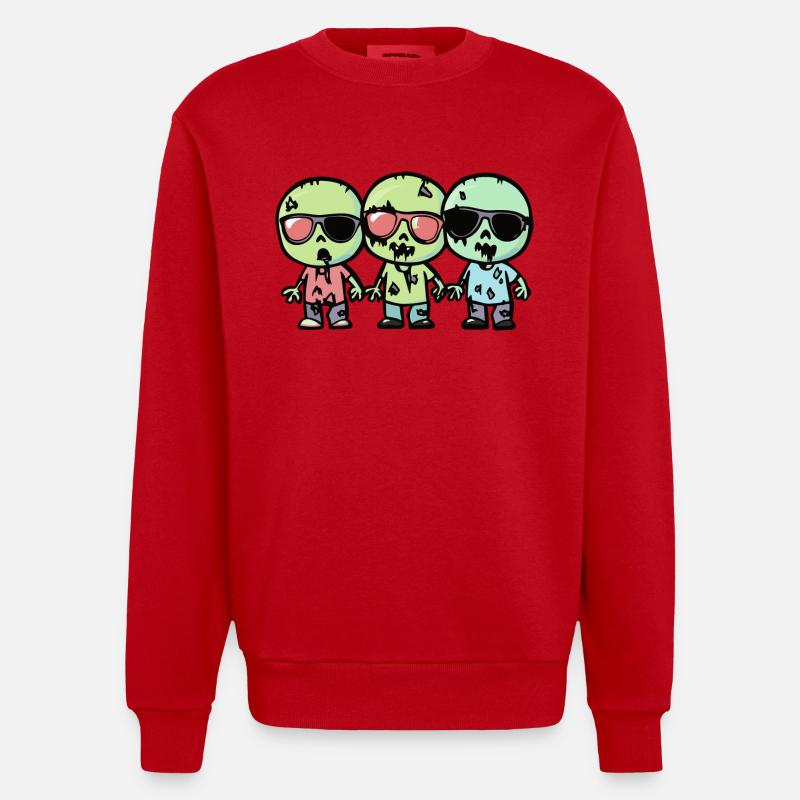 Zombies Halloween - Sweat bio épais oversize fabriqué en UE - rouge