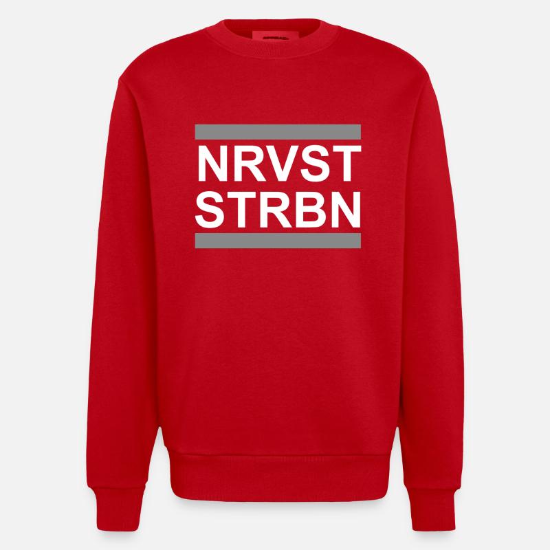 NRVST STRBN grau - Heavyweight Oversized Organic Crew Neck Made in EU - Rot