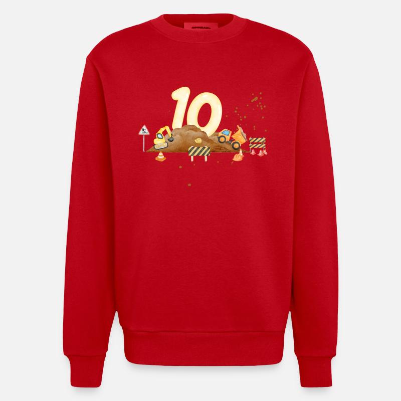 10th Anniversary Construction Site - Heavyweight Oversized Organic Crew Neck Made in EU - red
