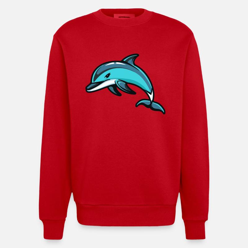 Delfin Comic - Heavyweight Oversized Organic Crew Neck Made in EU - Rot
