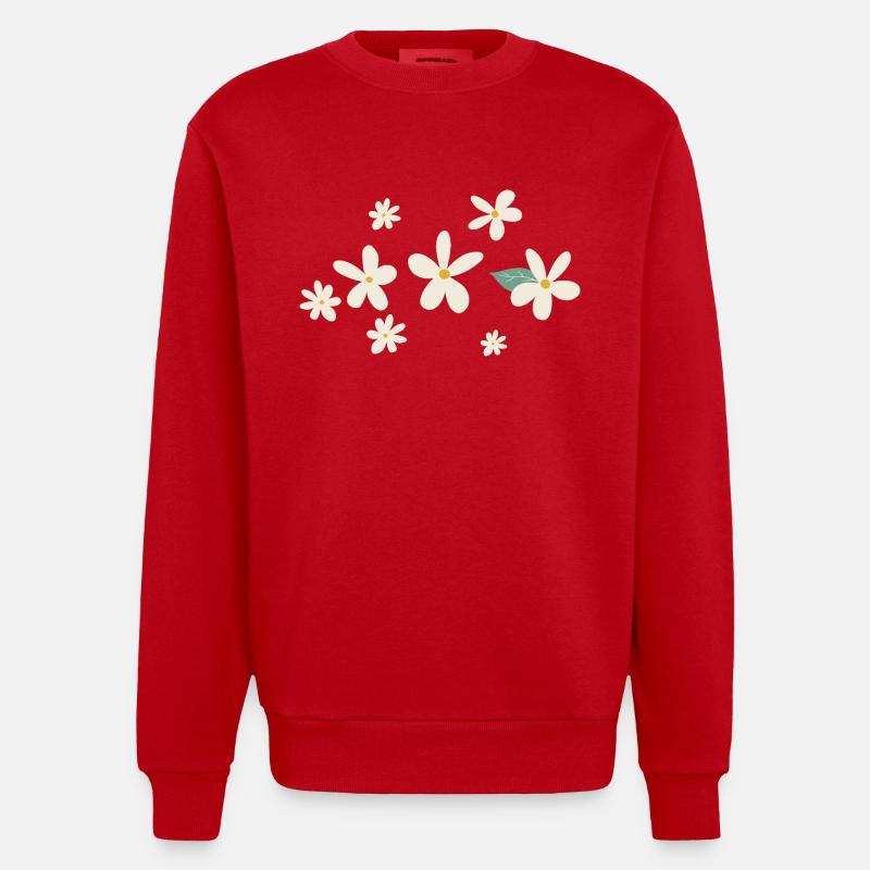 Blumen Gänseblümchen Geschenkidee - Heavyweight Oversized Organic Crew Neck Made in EU - Rot