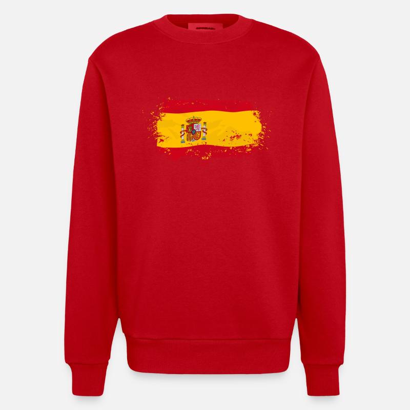 Spain Flag - Heavyweight Oversized Organic Crew Neck Made in EU - Rot