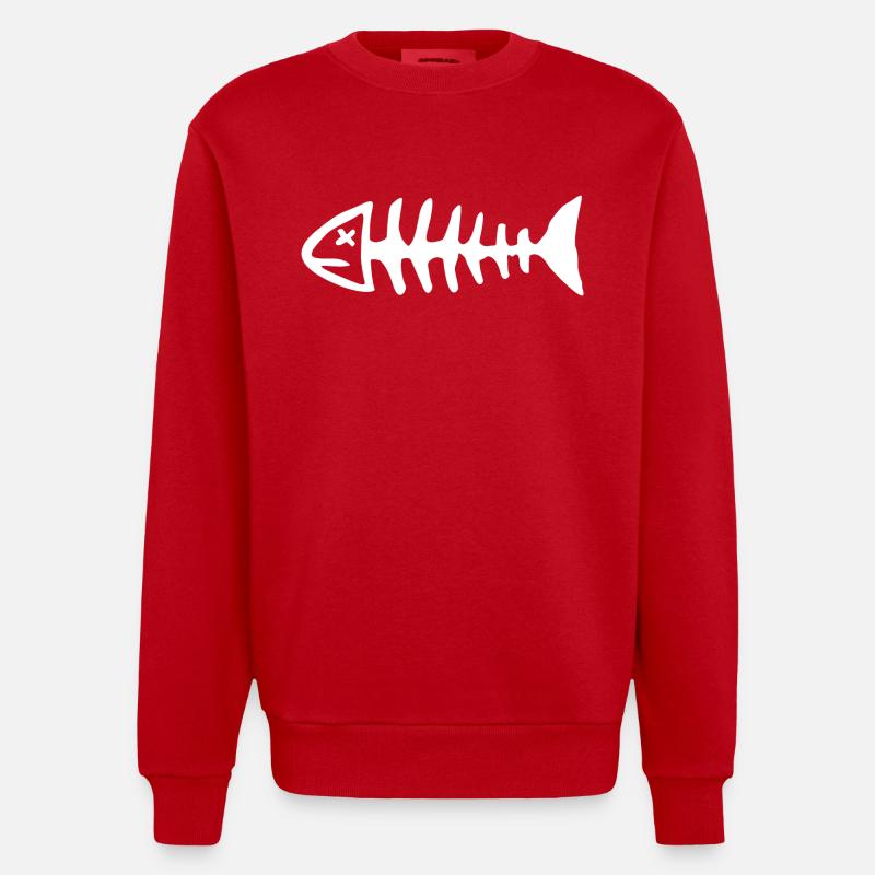 Fischskelett 2 - Heavyweight Oversized Organic Crew Neck Made in EU - Rot