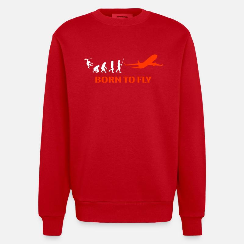 Airplane Pilot Evolution - Heavyweight Oversized Organic Crew Neck Made in EU - red