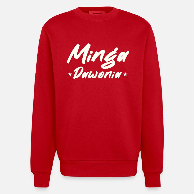 Minga Spruch vit à Munich - Sweat bio épais oversize fabriqué en UE - rouge
