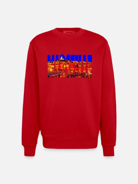 Marseille City - Heavyweight Oversized Organic Crew Neck Made in EU - red