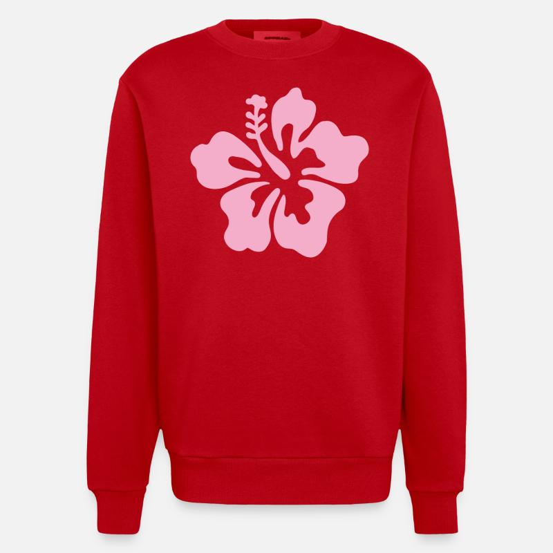 Fleur d’hibiscus - Rose clair - Sweat bio épais oversize fabriqué en UE - rouge