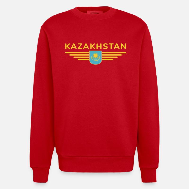 Kasachstan Design – Steppe und Tradition - Heavyweight Oversized Organic Crew Neck Made in EU - Rot