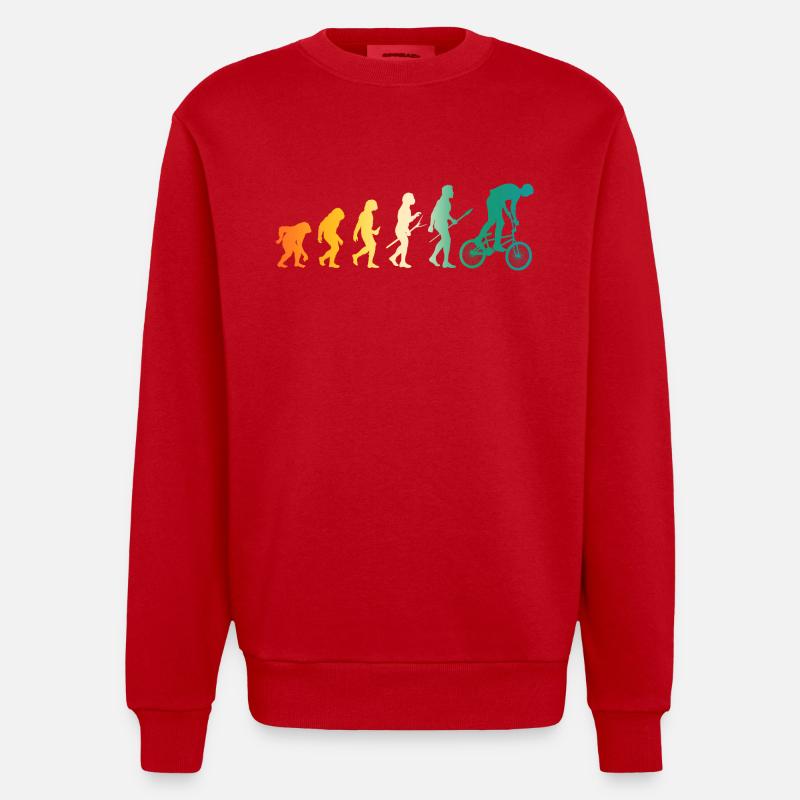 Fahrrad Evolution Mountainbike - Heavyweight Oversized Organic Crew Neck Made in EU - Rot