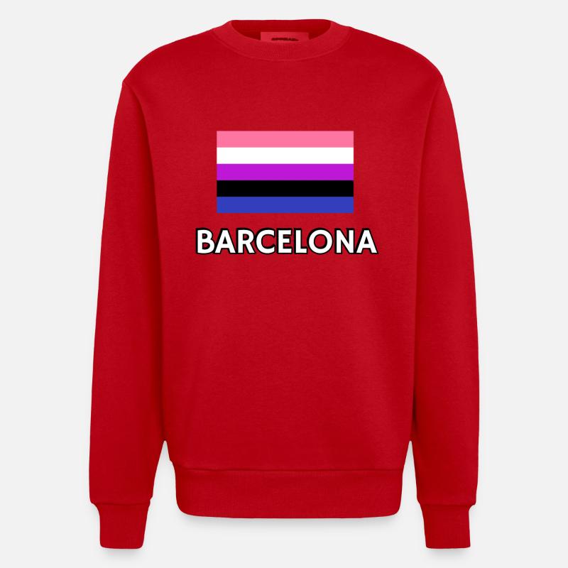 Genderfluid Pride Drapeau Barcelone - Sweat bio épais oversize fabriqué en UE - rouge