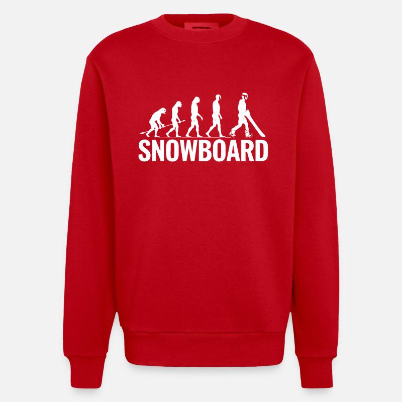 Evolution zum Snowboarder - Lustige Kunst - Heavyweight Oversized Organic Crew Neck Made in EU - Rot