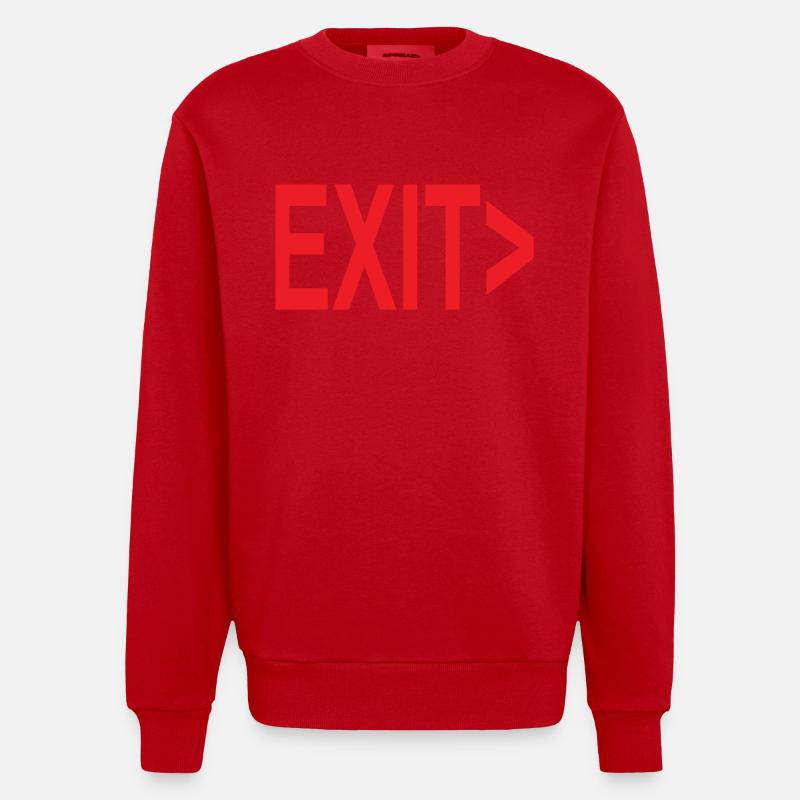 Exit / Exit / Emergency Exit - Heavyweight Oversized Organic Crew Neck Made in EU - red