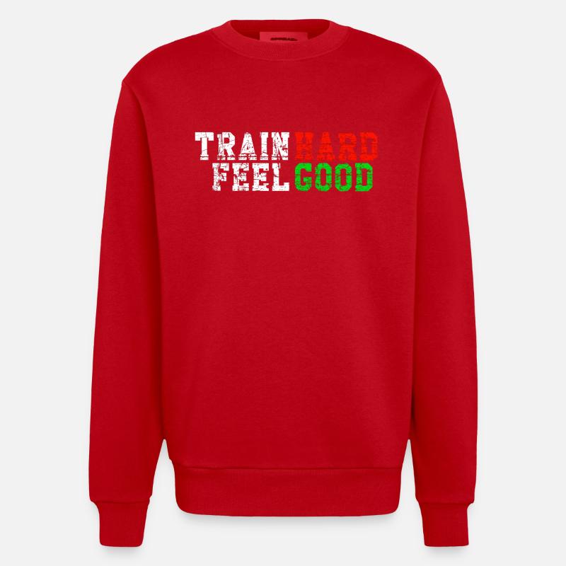 Entraîner dur se sentir bien - Sweat bio épais oversize fabriqué en UE - rouge