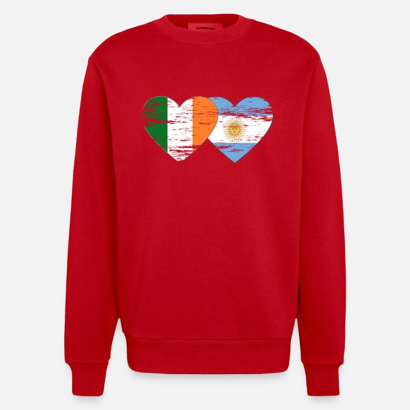 Irlande Argentine Drapeau Utilisé - Sweat bio épais oversize fabriqué en UE - rouge