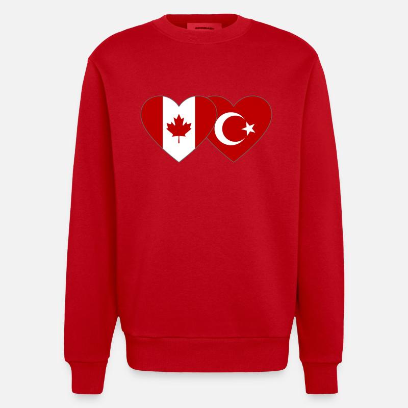 Canada Dinde Drapeau Coeur - Sweat bio épais oversize fabriqué en UE - rouge