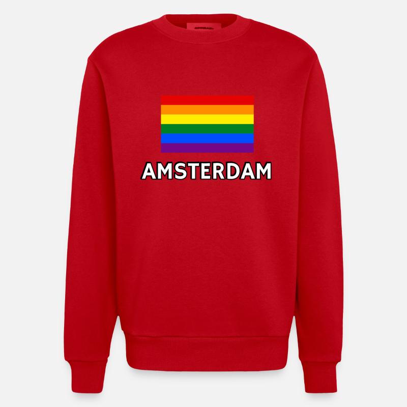 Drapeau de la fierté d’Amsterdam - Sweat bio épais oversize fabriqué en UE - rouge