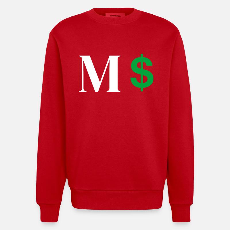 Lettre m dollar - Sweat bio épais oversize fabriqué en UE - rouge