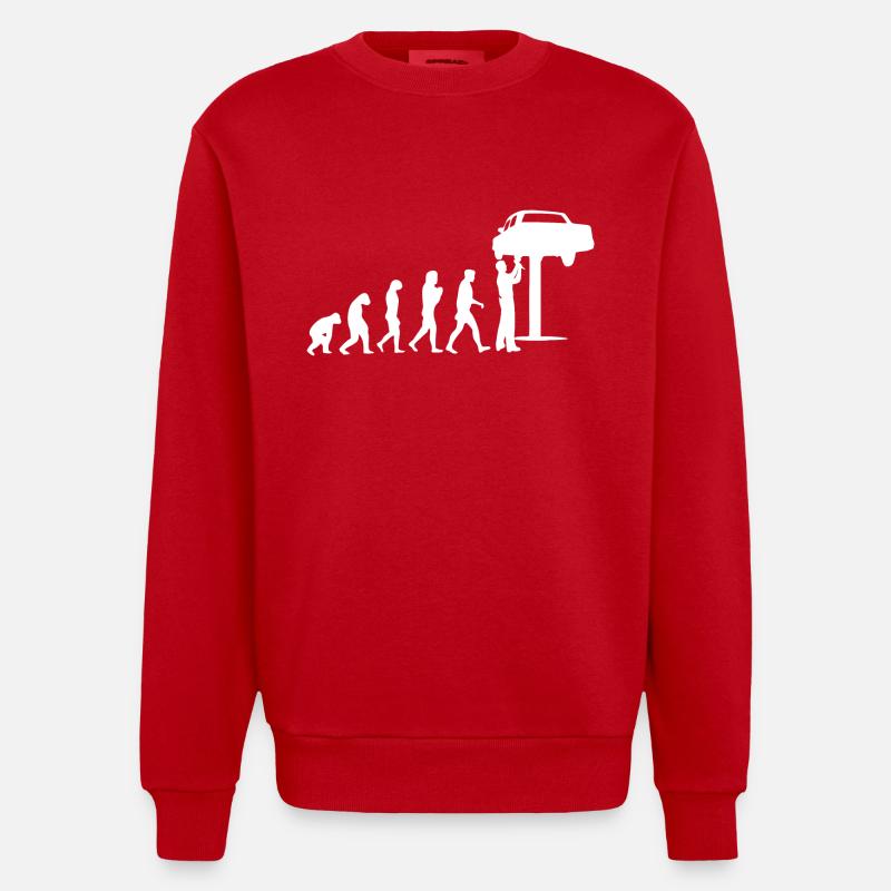 Mechaniker Evolution - Heavyweight Oversized Organic Crew Neck Made in EU - Rot