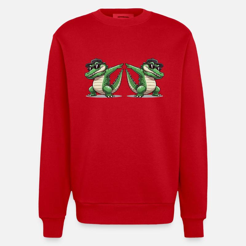 Krokodil Comic Dabbing 2 - Heavyweight Oversized Organic Crew Neck Made in EU - Rot