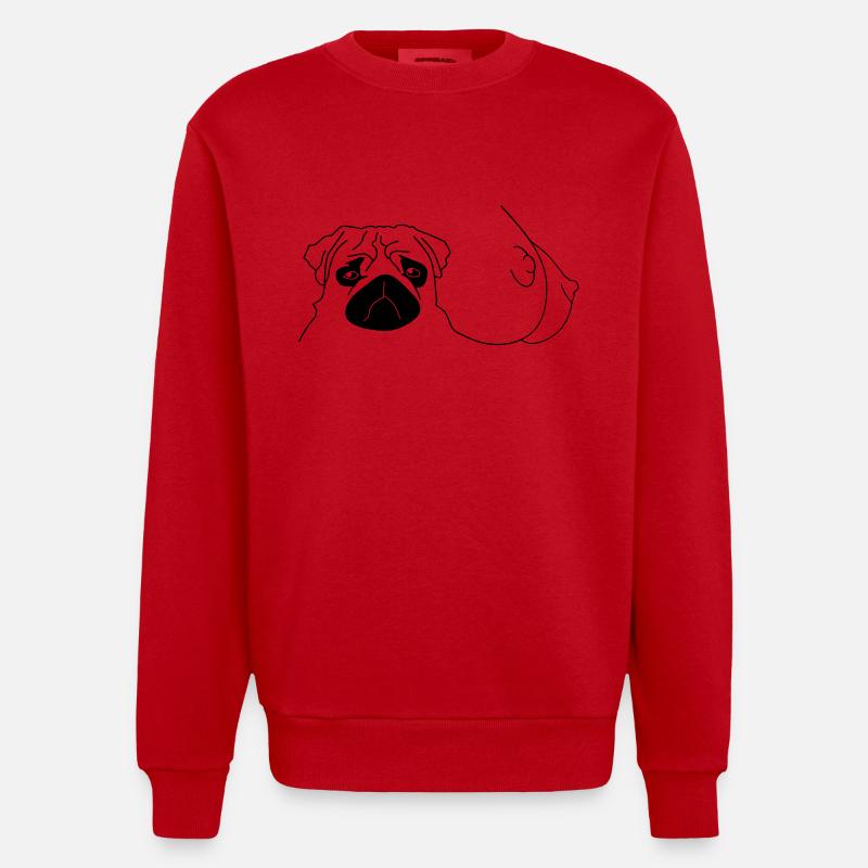 Möpse - Heavyweight Oversized Organic Crew Neck Made in EU - Rot