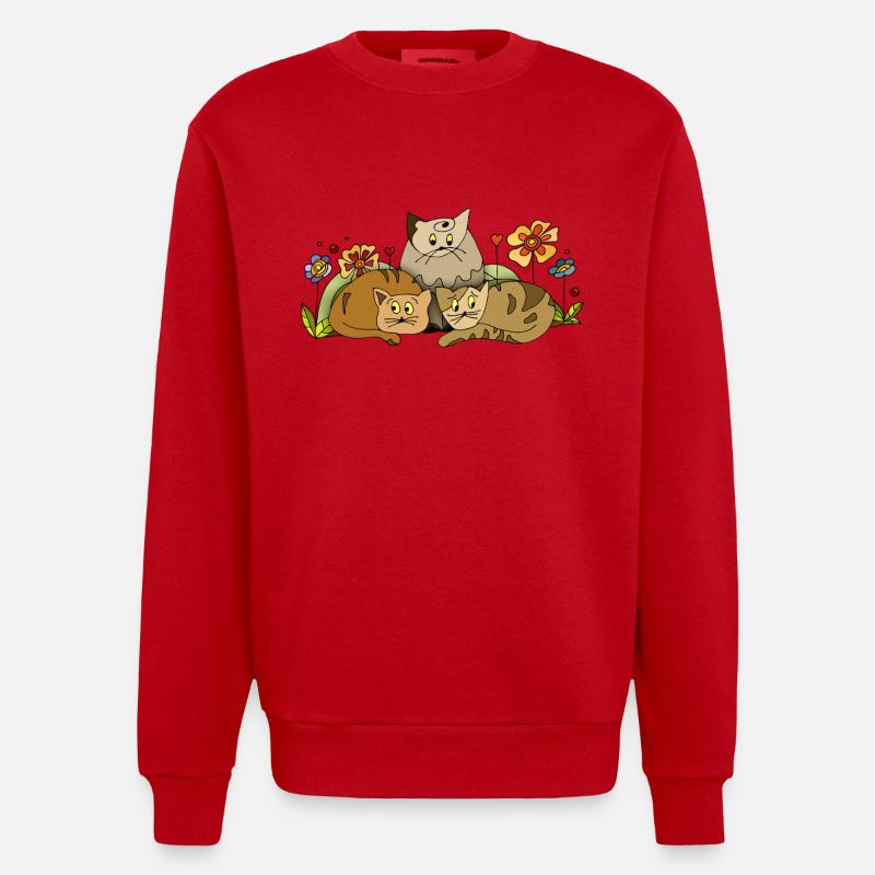 Chats - Sweat bio épais oversize fabriqué en UE - rouge